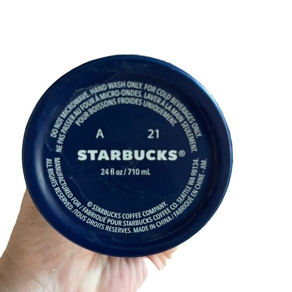 Starbucks Summer 2021 Limited Edition Monstera Leaf Navy Tumbler 24 Oz - Picture 7 of 7